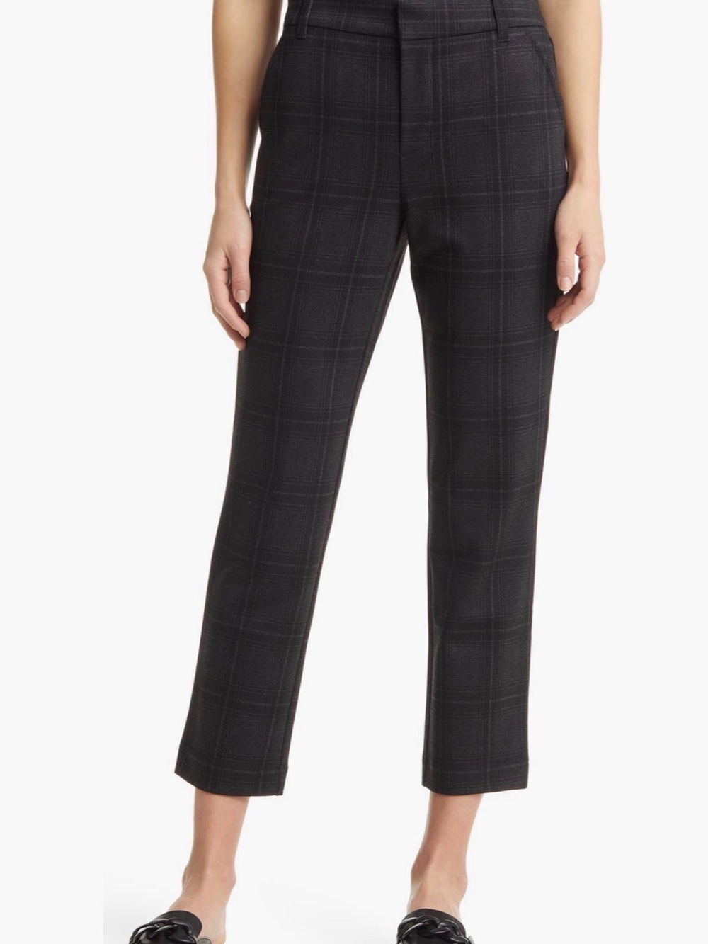 Wit & Wisdom Plaid Cropped Dress Pants - Black